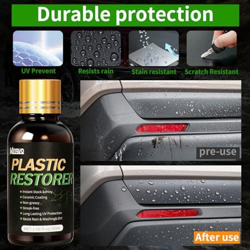 Plastic Restorer for Cars, Black Trim Restorer Car Plastic Restorers Black Crystal Coating for Automotive Parts Vehicles Interior Scratch Remover Shiny Car Stuff,30ML - Thumbnail 4