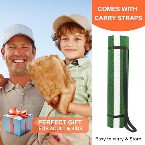 HOYWOUL Baseball Hitting Mat Batting Mat 6'x4' Baseball Home Plate Matt with Anti-Slide Bottom, Portable Batters Box Turf Mats Outdoor Indoor Batting Stance Practice Matt, Green - Thumbnail 5