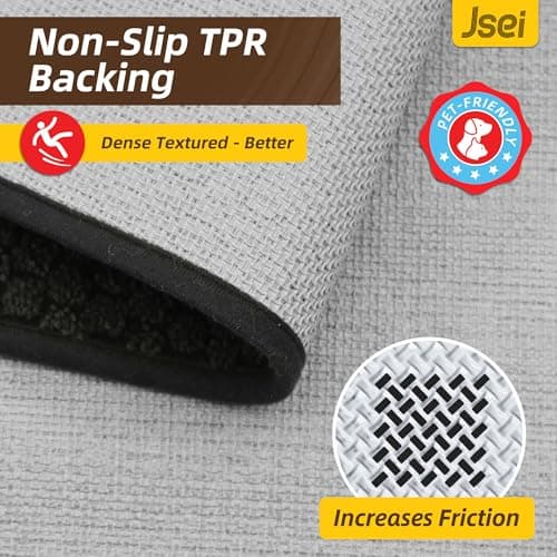 JSEI Dirt Trapper Door Mat 32"x48", Non-Slip Entryway Rugs Doormat Indoor, Washable Absorbent and Stain Resist Welcome Floor Mat for Front Door, Dog Door Mat, Dirty Wet Shoes & Paws, Dark Grey - Thumbnail 5