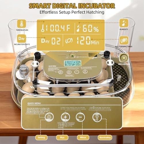 24 Incubators for Hatching Eggs, Egg Incubator with Humidity Control & Digital Temperature, Automatic Egg Turner, Hatch Day, Auto Water Refill, 360°Viewing for Chicken, Duck, Quail, Duck, Goose - Thumbnail 3