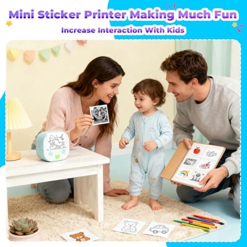 Mini Sticker Printer PrintPods, Portable Bluetooth Sticker Maker Machine with 3 Rolls Paper, D21 Thermal Inkless Photo Printer, Impresora Portátil for Phone DIY Photos Study Notes Journal Gift - Thumbnail 3