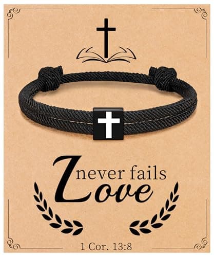 Sistble Christian Gifts for Men, Easter Gifts for Teen Boys Black Cross Bracelet for Men Confirmation Gifts Psalm Bible Verse Religious Catholic First Communion Gifts Braided Rope Jewelry - Image 1