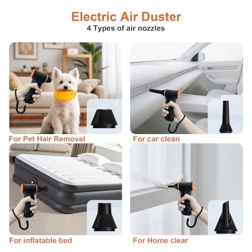 Compressed Air Duster-150000RPM Super Power Snow Blower, 3-Gear Adjustable Mini Blower with Fast Charging, Electric Air Duster for Leaves,Snow,Computer, Keyboard, (Black) - Thumbnail 6