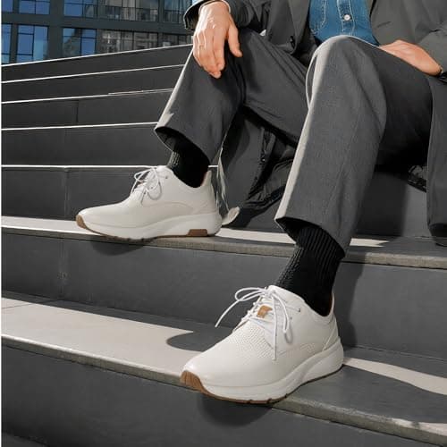 Bruno Marc Men's Casual Dress Sneakers Shoes, All-Day Comfort Cushioning Walking Breathable Lightweight Oxfords MaxFlex ActiveMetro,Size 9,White,BMUMOX2421 - Thumbnail 2