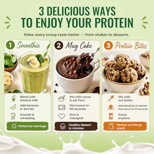 30g Organic Vegan Protein Powder, Plant-Based Protein Powder, Meal Replacement, 20 Billion Probiotics, 0g Sugar, Energy, Focus, Recovery, Dairy-Free, Easy Digestion, Vanilla, 20 Servings - Thumbnail 3