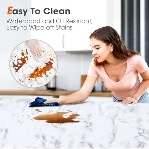 Beautysaid Shelf and Drawer Liner for Kitchen Cabinet, Non Adhesive Non Slip Shelf Paper Waterproof Washable Thickened for Dresser Pantry Shelve Bathroom Protector Liner(Marble,12 in x 10 FT) - Thumbnail 3