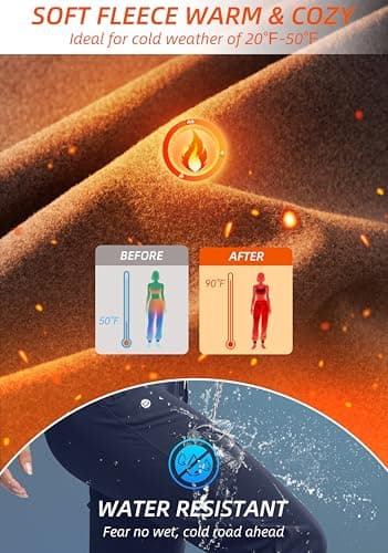 G Gradual Women's Fleece Lined Joggers Hiking Pants 4 Zipper Pockets High Waisted Water Resistant Winter Running Sweatpants, Navy, X-Small - Thumbnail 4