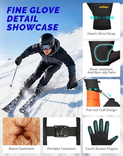 AXEVMEN Winter Waterproof Gloves (Black, X-Large) - Thumbnail 6