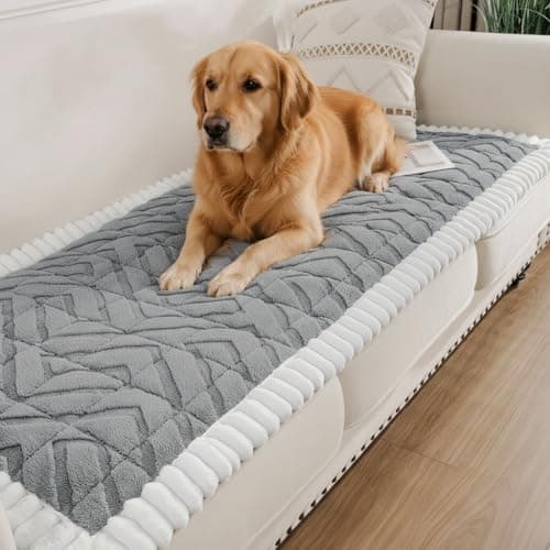 SHACOS 29.5"x84.6" Large Sofa Couch Cover for Dogs Non Slip Washable, Soft Fuzzy Pet Couch Covers for 3 Seats Sofa, Pet-Friendly Couch Protector Cushion Cover Sofa Pad, Gray - Image 1