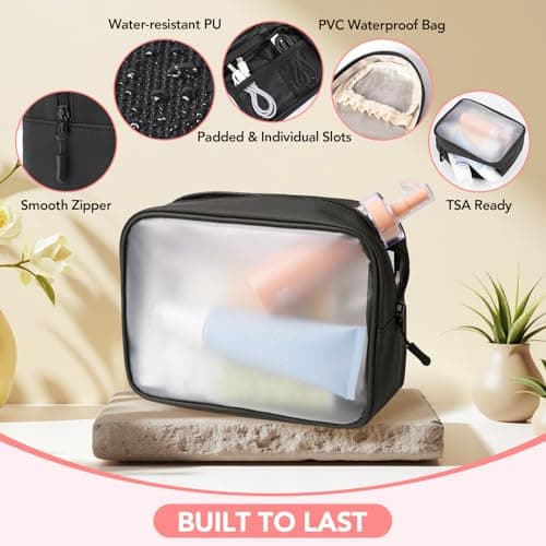 Idcymoul Travel Toiletry Bag 5-Piece Kit, Hanging Toiletries Bag+TSA Approved Cosmetic Bag+Jewelry Bag+ Brush Bag+Cable Bag, Professional Travel Essentials Accessories Organizer for Women- Black - Thumbnail 6