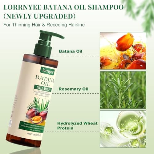 Lorrnyee Batana Oil Shampoo, Hair Growth Shampoo for Thinning Hair & Hair Loss Treatment - Organic Rosemary, Formula with Biotin & Keratin to Reduce Shedding, Thicken Hair For Men & Women10.1oz - Thumbnail 4