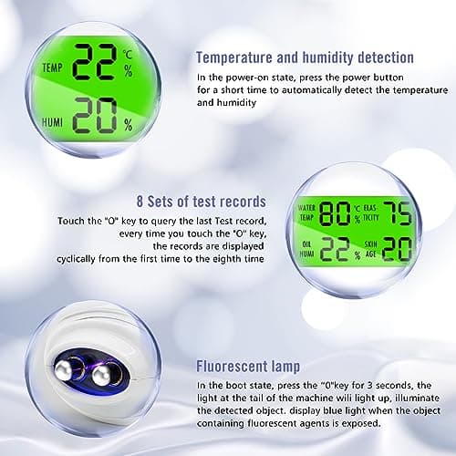 VOOADA LCD Digital Precision Skin Oil Content Analyzer, Moisture Tester Skin Monitor Detector, Face Care Tool for Beauty Salon Spa Gift for Girl Women - Thumbnail 5