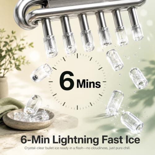ELECVIVA Clear Bullet Ice Maker Countertop, 26Lbs/24H, 9 Cubes in 6 Min - Thumbnail 2