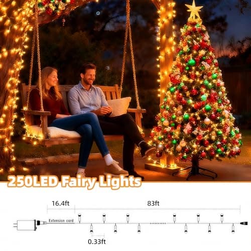 AHAWILL Warm White Christmas Lights Outdoor,83FT 250LED String Lights with 8 Modes,Christmas Tree Lights Indoor Plug in,Waterproof Twinkle Fairy Lights for Party,Classroom,Home Decor - Thumbnail 5