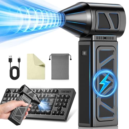 Hingso Compressed Air Duster, 360000RPM Powerful Electric Air Duster with Brushless Motor, 5-Gear Rechargeable Cordless Air Blower Turbo Fan, Mini Jet Dry Blower for PC, Keyboard, Snow, Car, Outdoors - Image 1