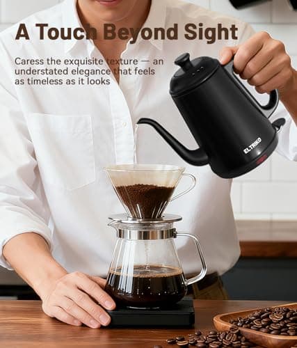 ELTRIKO Gooseneck Electric Kettle, 1L Water Boiler, Pour Over Coffee & Tea, 1000W Fast Heating, Stainless Steel, Auto Shut-Off & Boil-Dry Protection, BPA-Free (Black) - Thumbnail 4