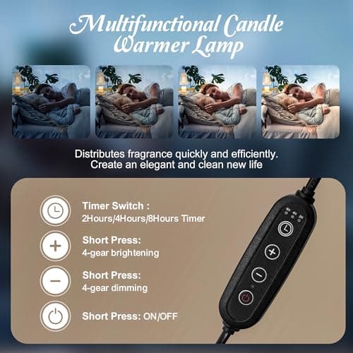 Candle Warmer Lamp, Candle Warmer Lamp with Timer - with 1 Bulbs 50W GU10 Adjustable Height, Candle Lamp Warmer for Home,Office Decoration,Etc. - Thumbnail 4