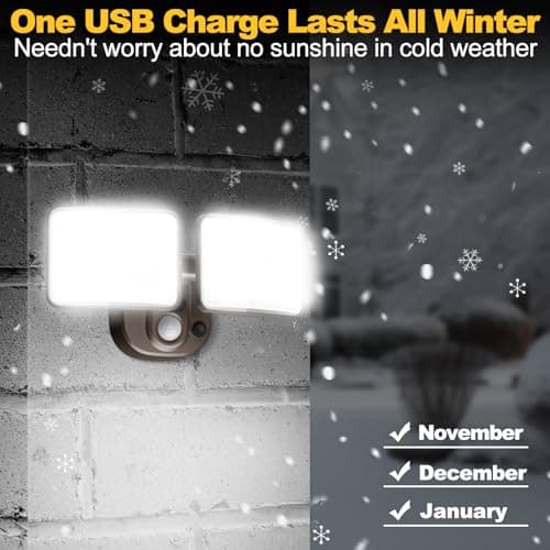 YTKIH Rechargeable Battery Operated Motion Light 2500LM & 4000LM Motion Sensor Security Light(1-3 Months Endurance) USB Charging LED Flood Light Outdoor (Brown) 1 Pack - Thumbnail 3