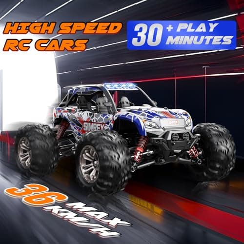 SIMREX 1/16 Scale Hobby RC Car, 36 KPH High-Speed 4WD RC Truck, 2.4 GHz Remote Control Car, All-Terrain Electric Vehicle, 4X4 Remote Contral Moster Truck for Kids and Adults - Thumbnail 4