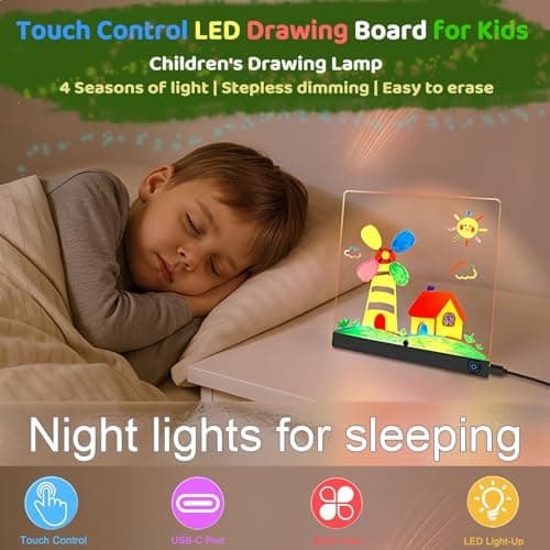 Lumiboard Light up Drawing Board for Kids Christmas Gifts, Acrylic Dry Erase Boards with Light, for Girls Teens Sketching Gift, with 4 Modes 7 Color Pens 6 Style Pictures - Thumbnail 5