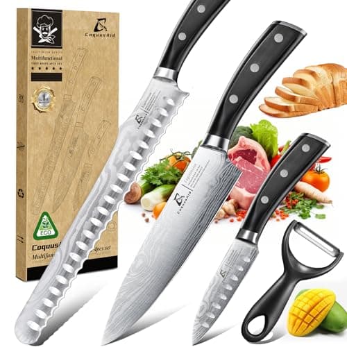 CoquusAid Kitchen Knives Set, 4 PCS Professional Chef Knife Set, Razor Sharp High Carbon Stainless Steel Knife Set, Ergonomic Handle Design, Ideal for Everyday Home Use, Perfect Gifts for Kitchen - Image 1