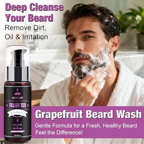 Boyfriend Birthday Gifts,Beard Care Kit Includes 3 Scented Beard Oil,Grapefruit Beard Shampoo & Balm, Brush, Comb,Scissors,Cool Men Stuff Christmas Stocking Stuffers Gifts for Men Him Dad Husband - Thumbnail 5