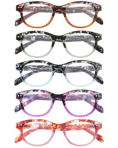 JOLISU 5 Pack Reading Glasses for Women and Men, Light Weight Eyeglasses with Spring Hinge, Blue Light Blocking Readers-1.00 - Image 1