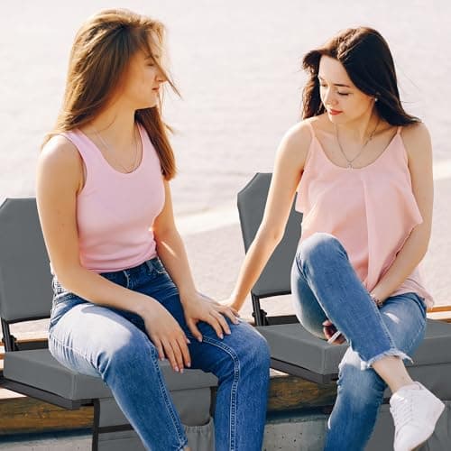 Dragosum Stadium Seats with Back Support Swivel, Bleacher Chairs with Shoulder Strap & Cup Holder, Upholstered Portable Folding Bleacher Seats - Thumbnail 2