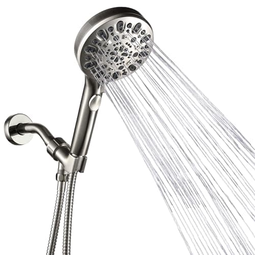 Iopsk Shower Head with Handheld 7 Spray Combo,Hand Held Showerhead with On/Off Switch,High Pressure Detachable Shower Heads with 60" Long Hose(Brushed Nickel) - Image 1