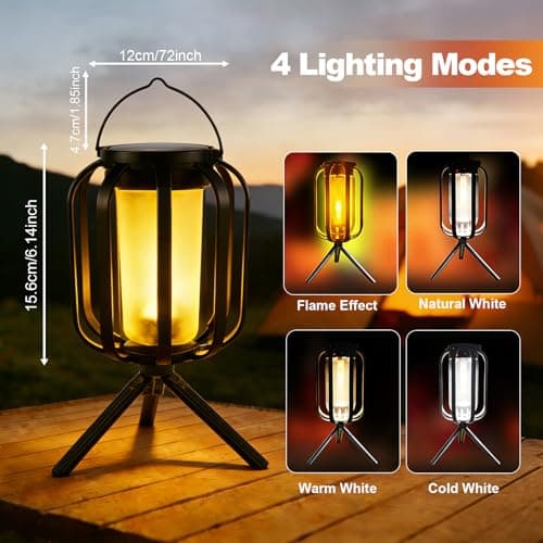 Solar Lanterns Outdoor Lights, 2 Pack Flickering Flame Garden Lights with 2 Modes Dual Charging USB & Solar, Outdoor Waterproof Hanging Lantern for Halloween Party Holiday Decor - Thumbnail 5