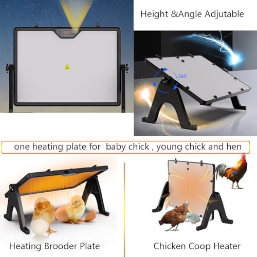 TAFALAA Smart Chick brooder Heating Plate for Chick 12"x16" Chicken coop Heater with Thermostat Radiant Heat Plate Panel with Adjustable Temperature, Timer,Remote Control for Winter Heating - Thumbnail 6