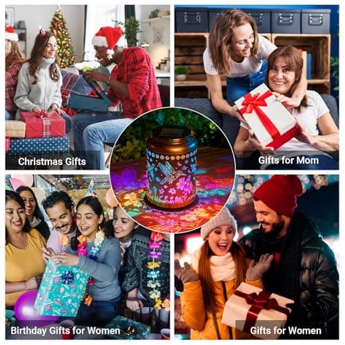 Solar Lanterns Outdoor Waterproof Hummingbird Garden Decor, Birthday Gifts for Women Mom Grandma Seniors, Metal Hanging Lanterns Decorative Colorful LED Lights for Lawn, Yard, Patio, Backyard, Porch - Thumbnail 3