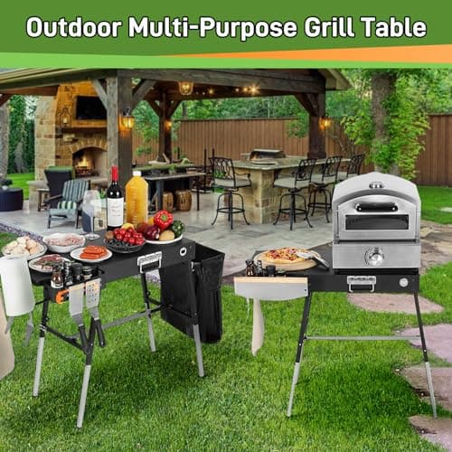 AOKEMAi Grill Tables for Outside, Blackstone Griddle Stand with Trash Holder - Fit 17” or 22” Other Tabletop Grill, Folding Portable Ninja Grill Stand& Blackstone Table for Outdoor Tailgate, Camping - Thumbnail 3