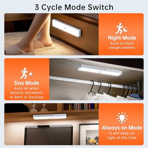 LED Closet Light with Charging Station, 6 Pcs 30LEDs 8'' Dimmer Rechargeable Motion Sensor Under Cabinet Lighting, Stick-Anywhere Night Light for Wardrobe,Kitchen - Thumbnail 4
