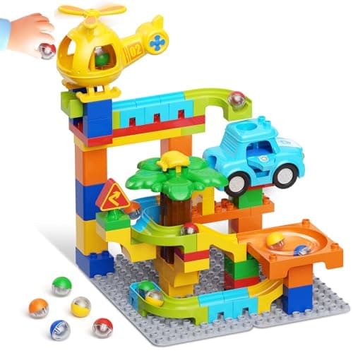 burgkidz Marble Runs for Kids 4-8, Educational Learning Marble Maze Toys Compatible with All Major Brands of Building Blocks STEM Toys for Kid Age 3 4 5 6 7 8+ - Image 1