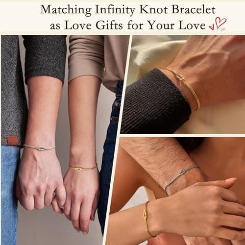 Sistble Gifts for Wife, Mothers Day Gifts for Wife Matching Romantic Gold Silver Snake Chain Bracelet Birthday Anniversary Link Jewelry - Thumbnail 6