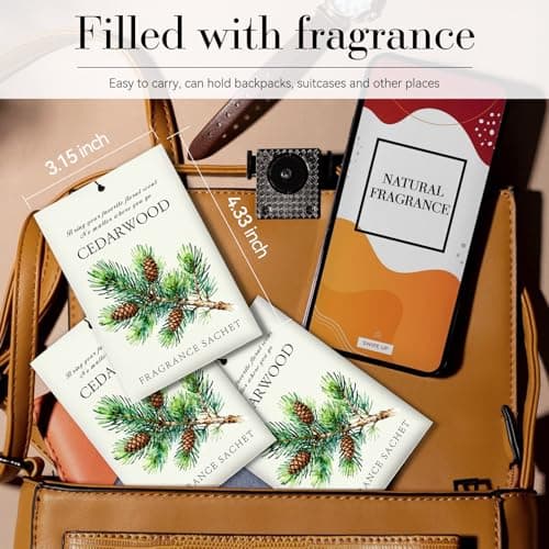 HOMELLAX Cedarwood Scented Sachet Bags - 12 Pack Closet & Drawer Freshener, Long Lasting Odor Eliminator for Wardrobes, Cars & Storage, Home Fragrance Air Freshener Sachets - Thumbnail 5