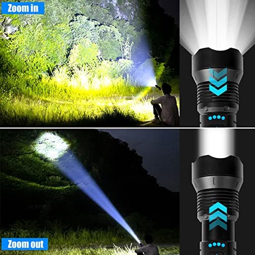 Foleto Rechargeable LED Flashlights High Lumens,Super Bright Flashlight, Powerful Tactical Handheld Flash Light, 5 Modes Zoomable Waterproof Flash Lights for Camping, Emergency - Thumbnail 3