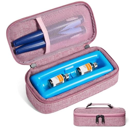 WOODAKE Insulin Vial Cooler Travel Case TSA Approved 300g Reusable Ice Brick Insulin Pen Case Holds 2 Pens and 2 Vials Long Lasting Medicine Cooler for Travel Camping and Outdoor Activities (Red)