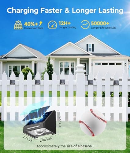 KOOPER Solar Fence Lights Outdoor Waterproof 10 Pack, Solar Fence Lights with Ultra-Bright LED Lens, 10 Modes & 9 Colors Outdoor Solar Lights for Fence, Backyard, Railing, Patio, Wall, Step, Deck - Thumbnail 2