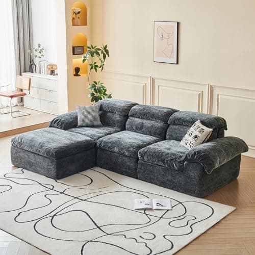 Ayovoch 115.7" L Shaped Modular Sectional Sofa with Ottoman, Cloud Boneless Couch, Upholstered Sofa in a Box, Flexible Module Combination for Living Room, No Assembly, Grey - Image 1