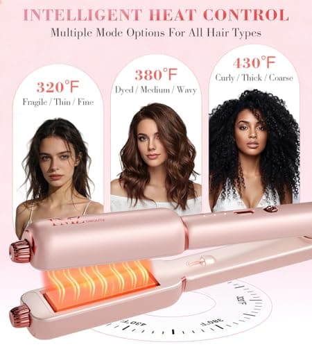 FMZ Flat Iron Hair Straightener Crimper Curler, Professional 4 in 1 Pink Hair Styling Irons for Straightening, Crimping, Curling, Fast Heating, Dual Voltage, Mini and Portable for Women Travel Home - Thumbnail 5