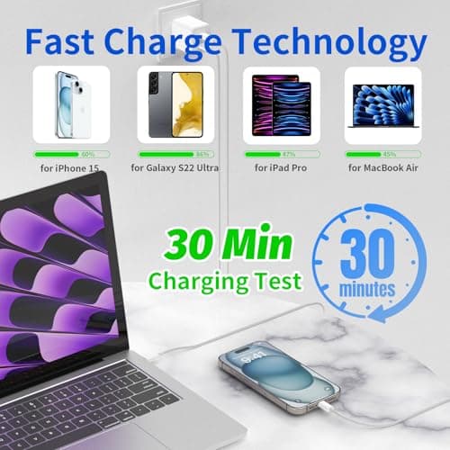 jpyyw 60W USB-C Fast Charging Cable for iPhone, IPAD, Samsung Galaxy, Computer and Car, 3FT, 1 Pack White - Thumbnail 3