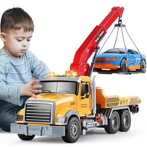 SASBSC Toy Trucks Big Tow Truck Toys for 3+ Year Old Boys with Sound and Light Friction Power Trucks Birthday Gifts for Kids Ages 3-8 - Image 1
