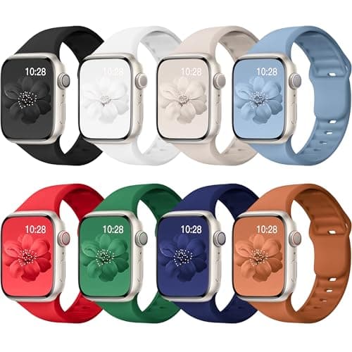 8 Pack Sport Bands Compatible with Apple Watch Bands 40mm 38mm 41mm 42mm 44mm 45mm 49mm 46mm for Women Men,Silicone Waterproof Strap for iWatch Apple Watch Series11 10 9 Ultra 8 7 6 5 4 3 2 1 SE - Image 1