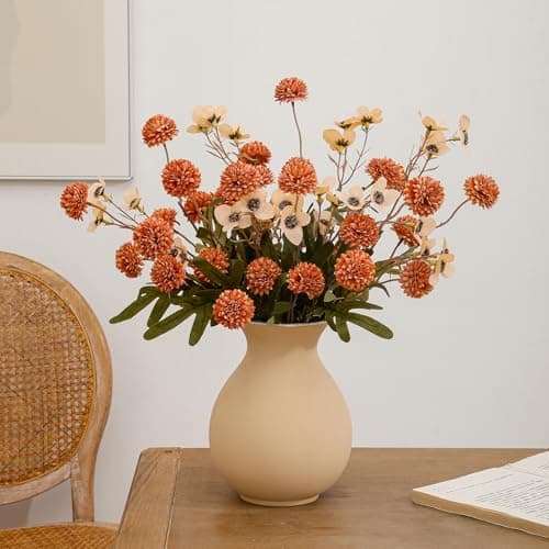 LILUYTO Faux Flowers for Vase,8 pcs Artificial Pom Pom Chrysanthemum Flowers with Wild Flowers,Spring Floral Stems Arrangements for Home Decor, Centerpieces for Tables, Rustic Decorations - Image 1