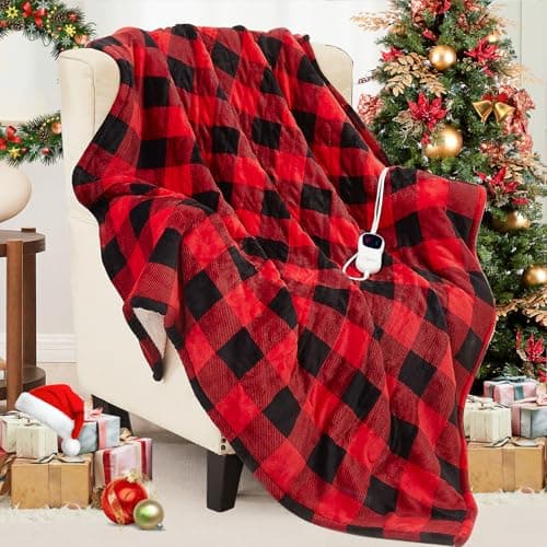 Homemate Electric Blanket Heated Throw - 50“x60“ Ultra Soft Cozy Flannel Heating Blanket with 10 Fast Heat Levels 8 Hours Auto Off Over-Heated Protection ETL Certification Keep Warm in Home Office - Image 1