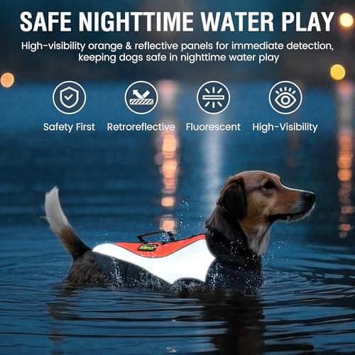 Dog Life Jacket for Swimming & Boating, High Buoyancy Dog Life Vest with Rescue Handle, Reflective Adjustable Dog Flotation Device for Pool, Lake & Kayaking, Secure Fit Pet Swim Vest (XS, Orange) - Thumbnail 4