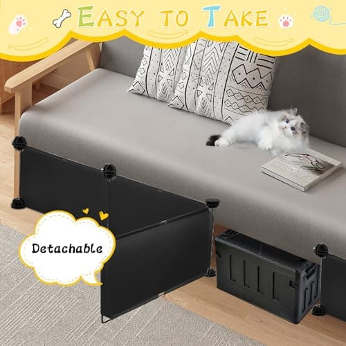 Under Couch Blockers for Pets, 6.7" Height-166 Length in Total Couch Blockers, Keep Dogs Off Couch Sofa, Durable Detachable Under Couch Toy Blocker with Strong Tape, Black - Thumbnail 5
