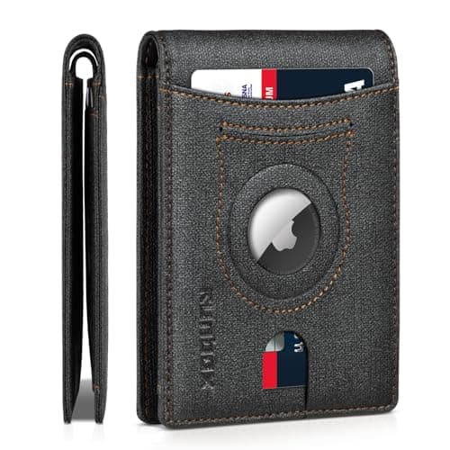 RUNBOX AirTag-Wallet-Mens-Slim-RFID Blocking Wallets Leather with Bill Compartment Air Tag Bifold Card Holder Wallet Gifts for Men Dad - Image 1